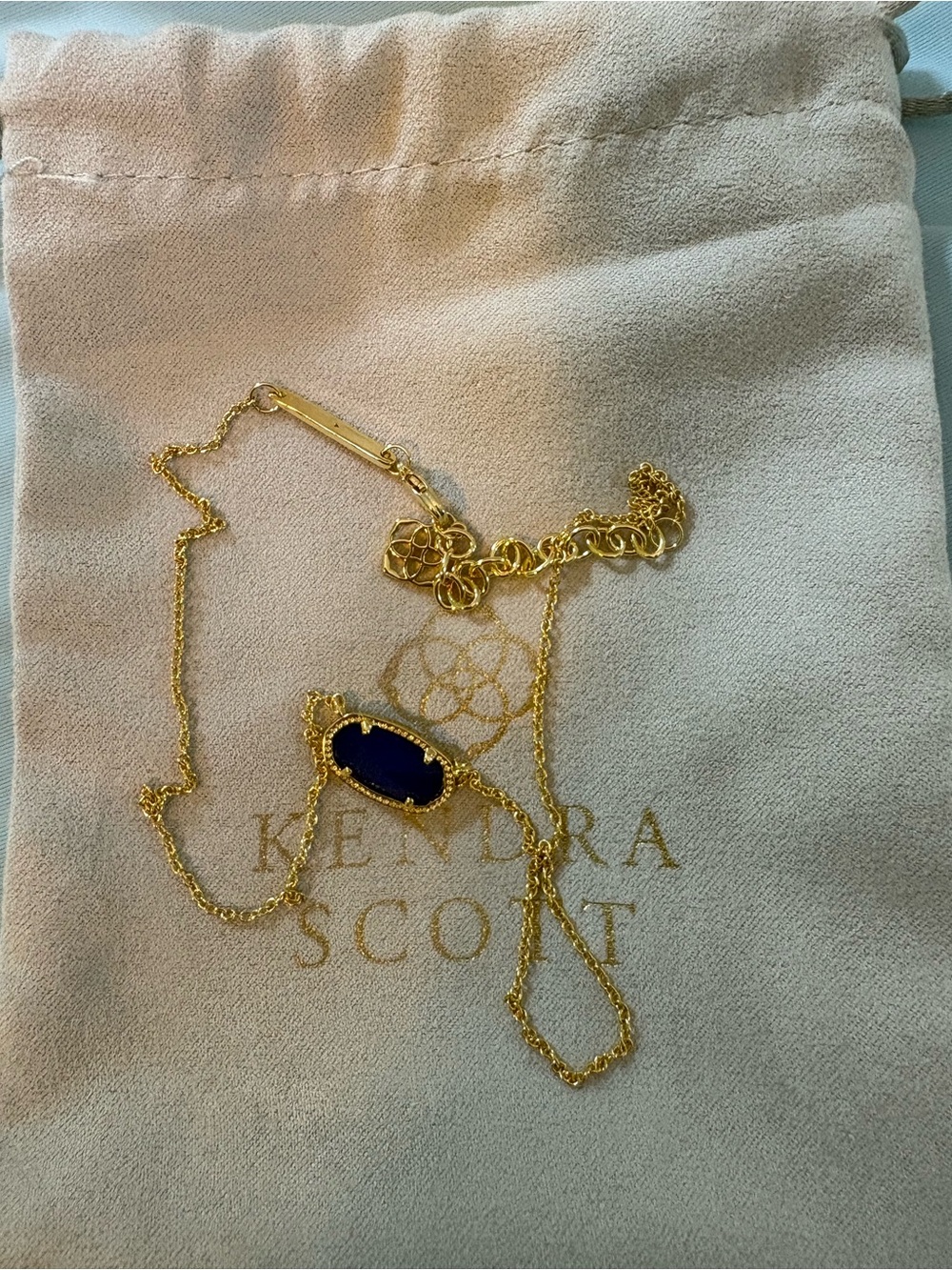 Kendra Scott Gold Elisa Necklace with Deep Navy Stone